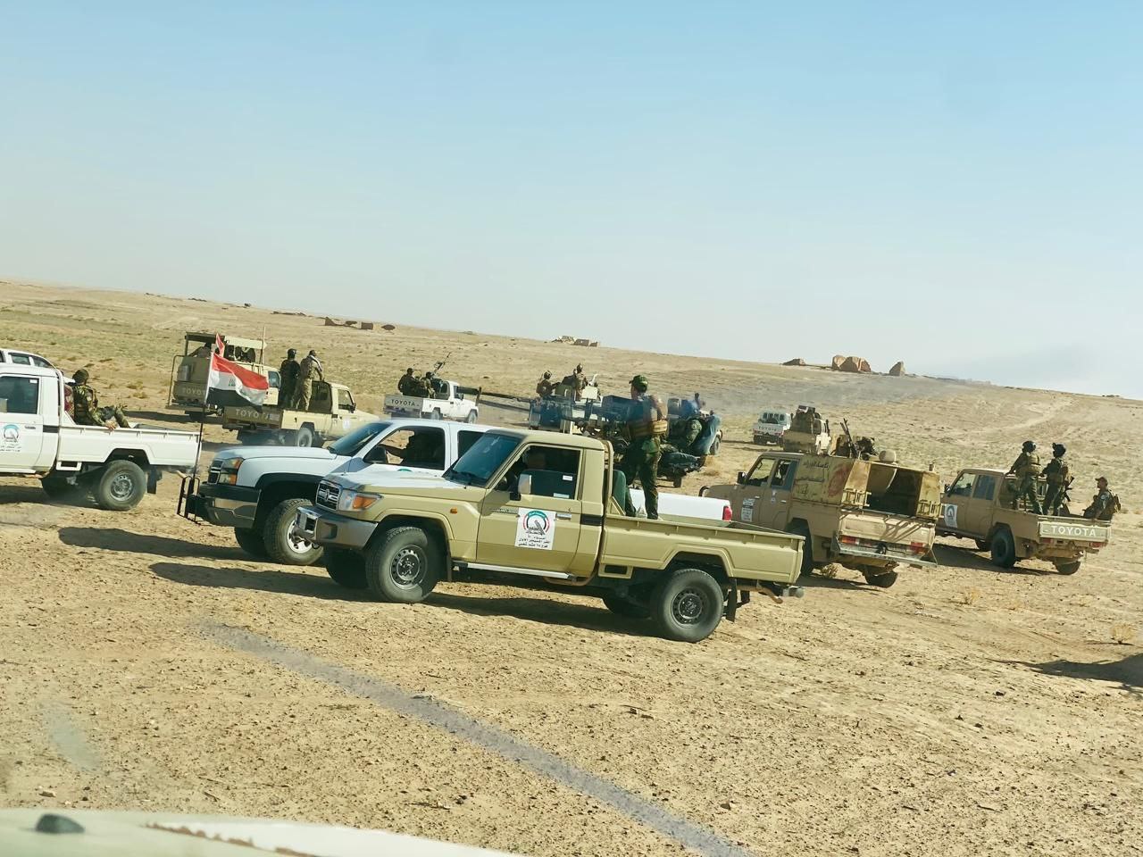 قوة امنية من الحشد الشعبي والشرطة والجيش وبدعم جوي تقتحم المناطق المحصورة بين صحراء الانبار الغربية وصحراء نينوى